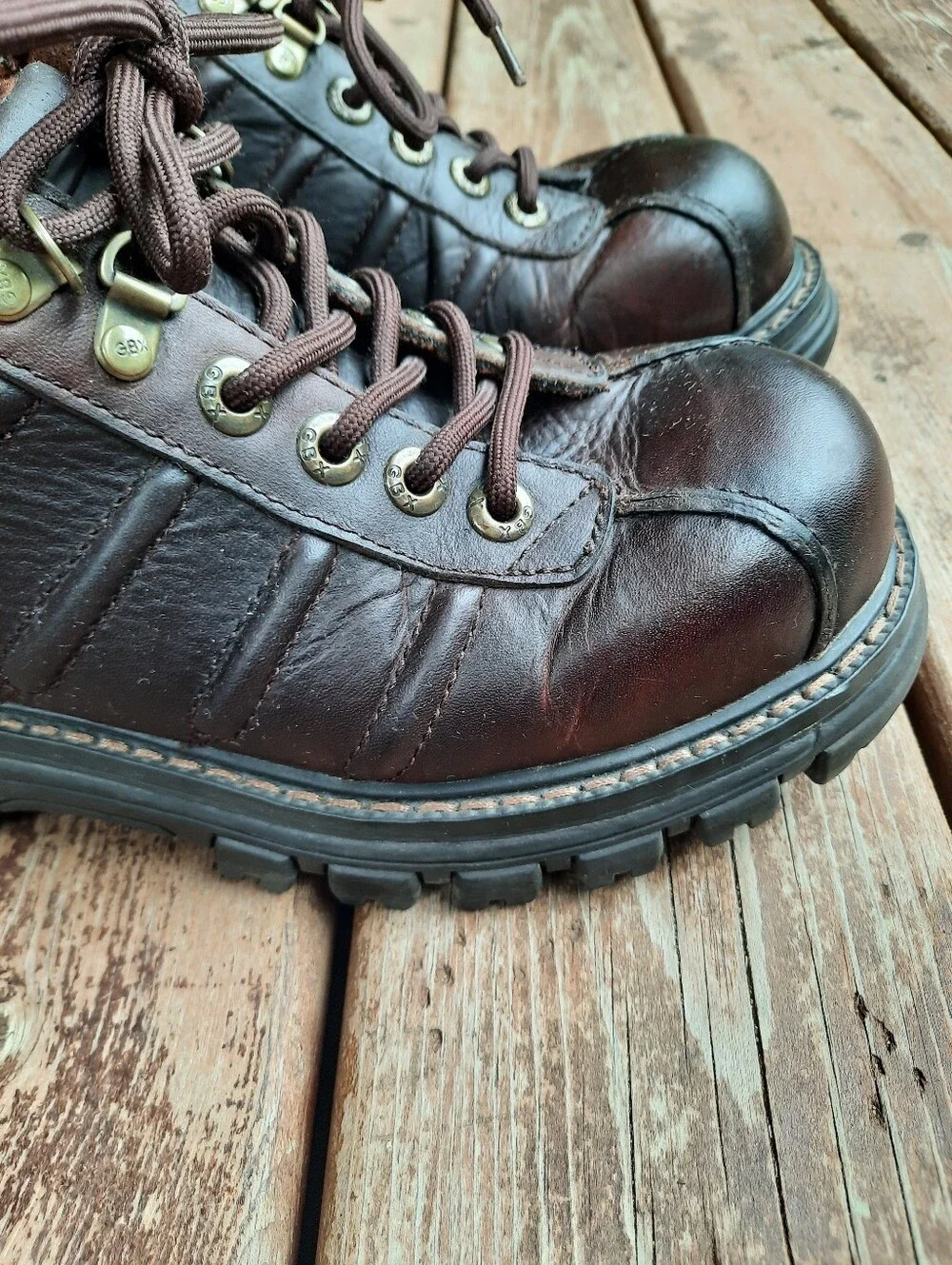 Vintage 90s/Y2K GBX Cruiser Brown Leather Steel Toe Lace-up Lug Oxford Size 10